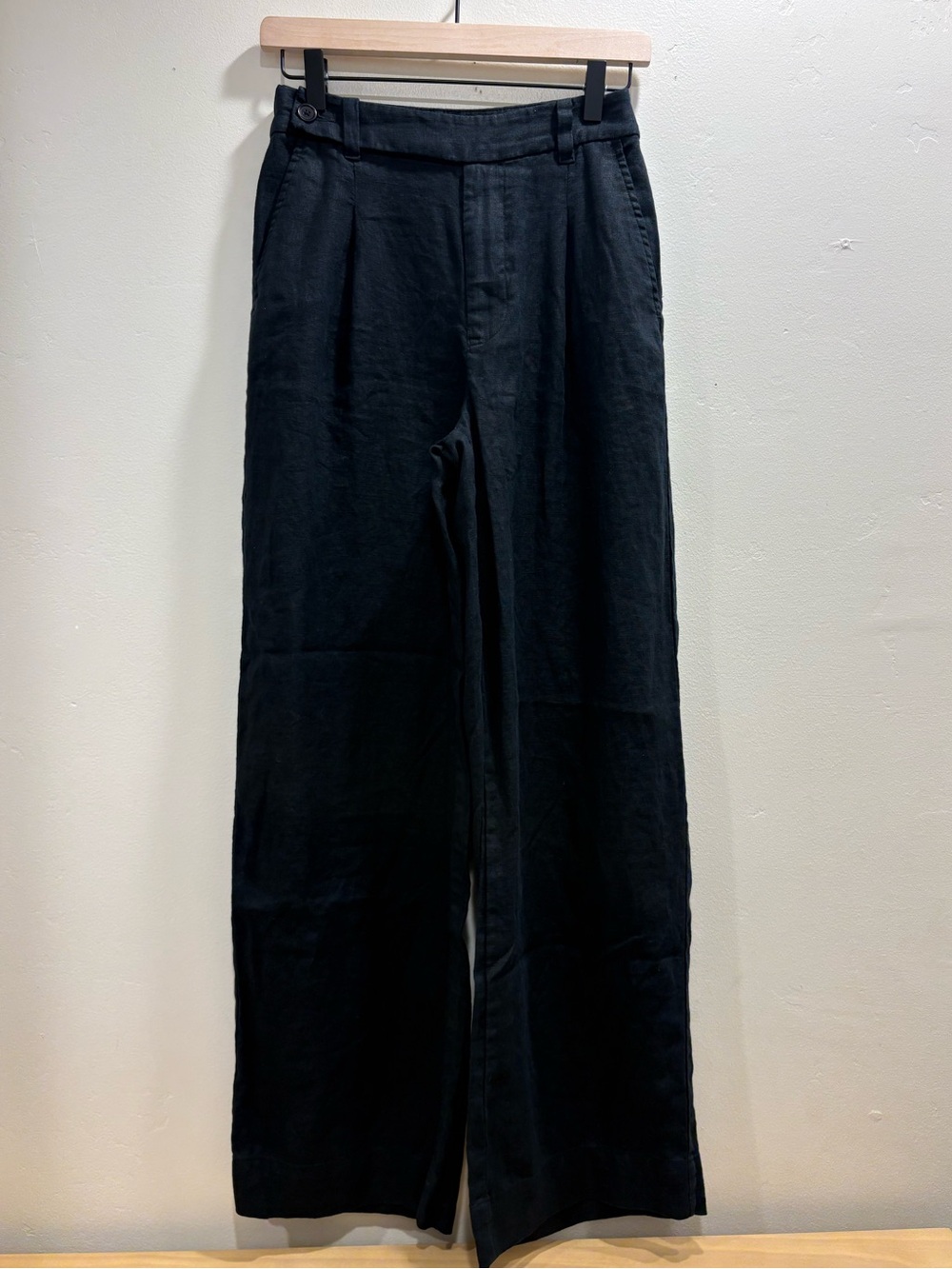 Madewell Harlow Wide Leg Pants Size 0 Black 100% Linen